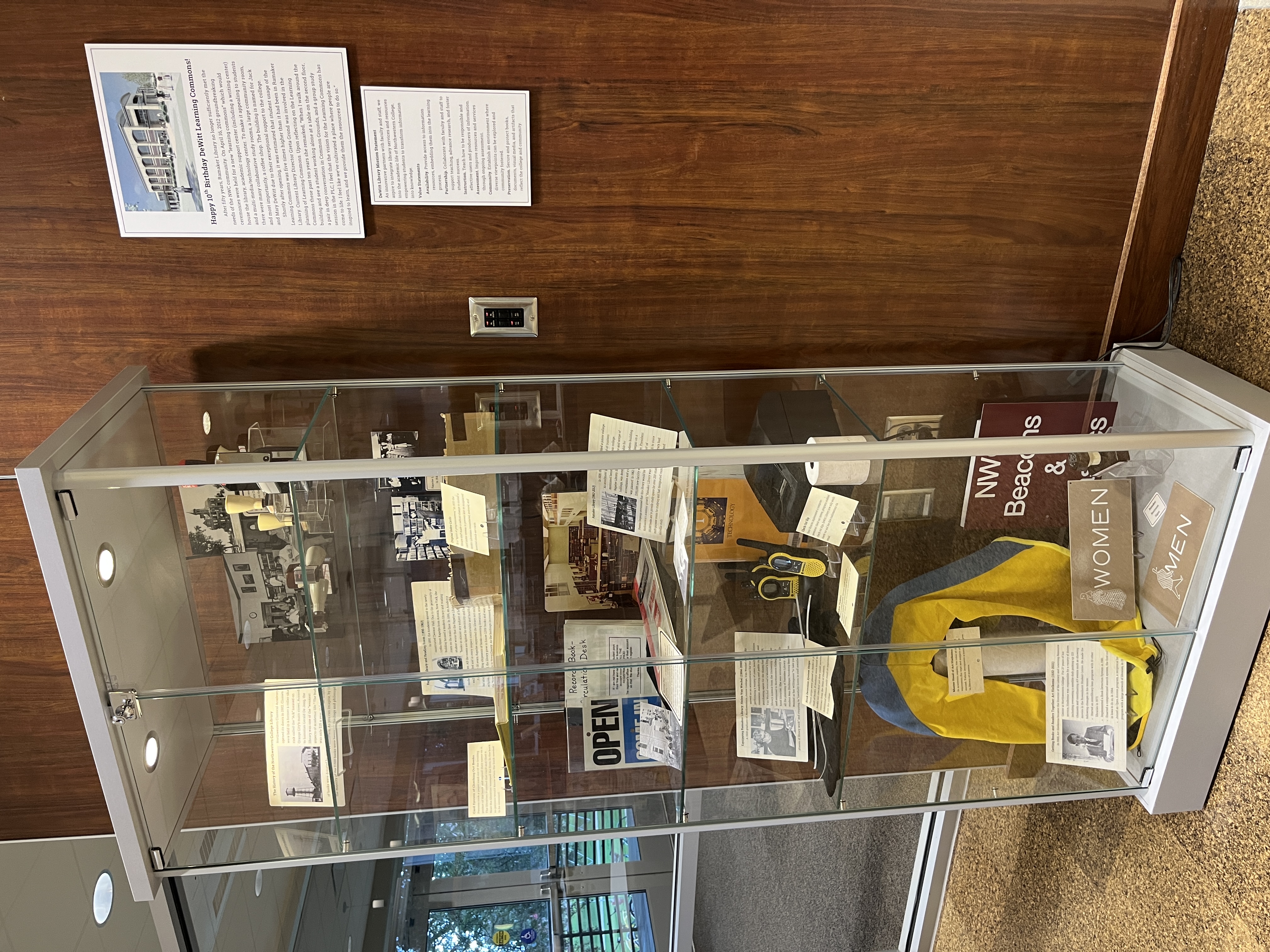 Learn about the history of the NWC Library by checking out our display in Common Grounds. The exhibit also showcases library technology through the years; you’ll enjoy seeing stamps, book detection strips, and other tools of yore. 
