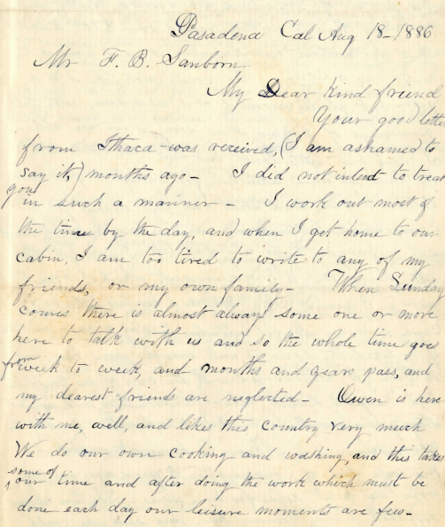 Letter from Jason Brown to Franklin Benjamin Sanborn, August 18, 1886
