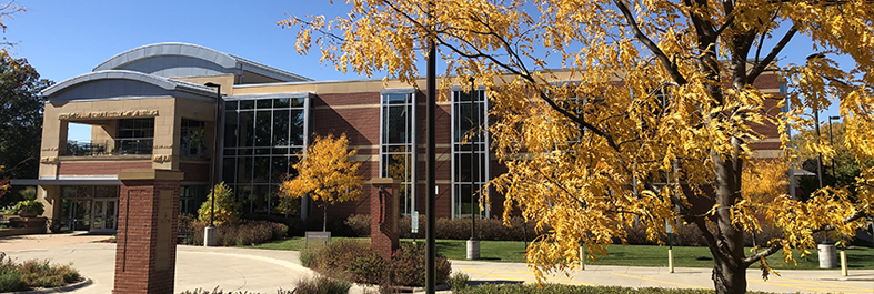 Photo of tree in front of Learning Commons