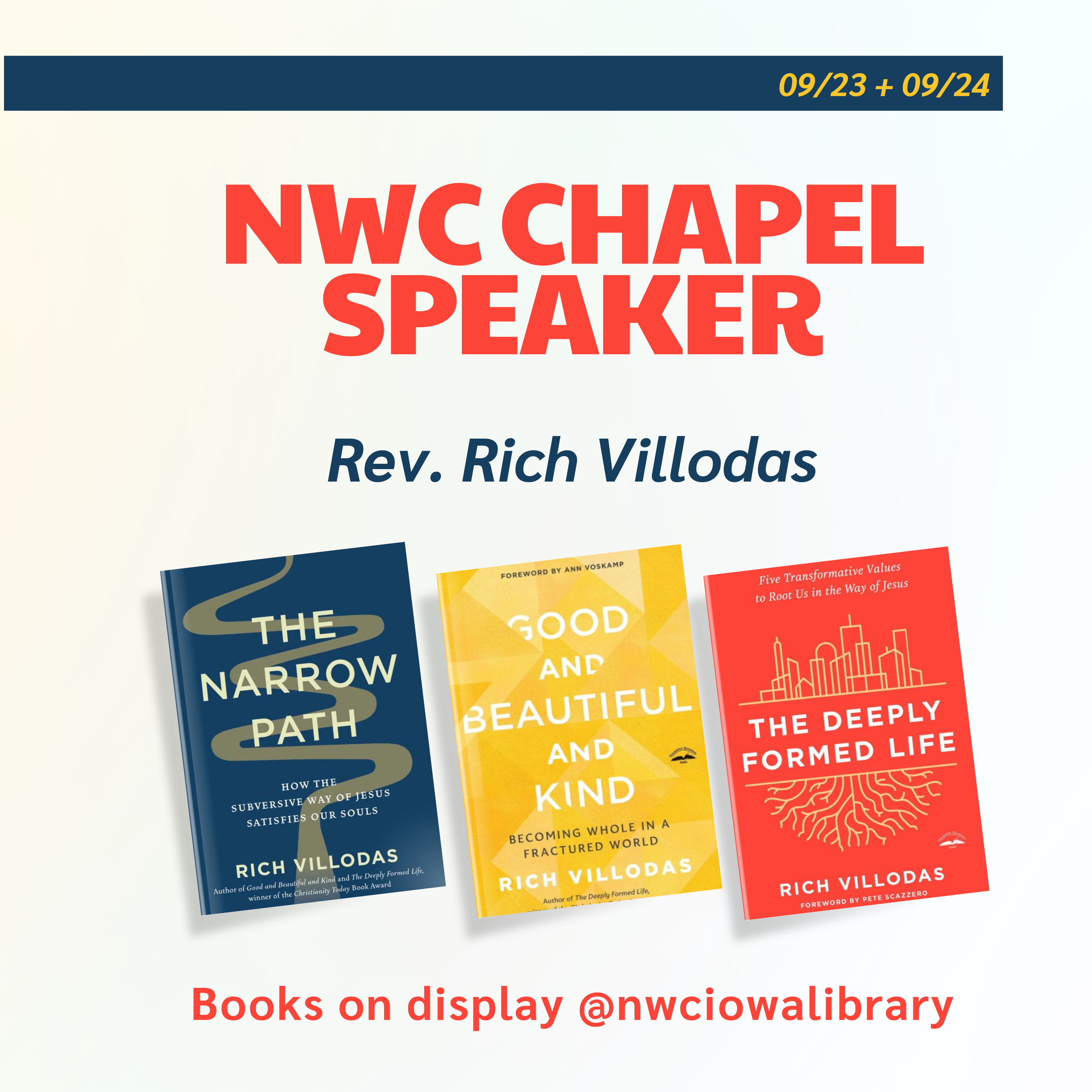 Now on Display: Books authored by Pastor Rich Villodas. Stop by the Library Desk to view and borrow these titles. #ondisplayatnwciowalibrary