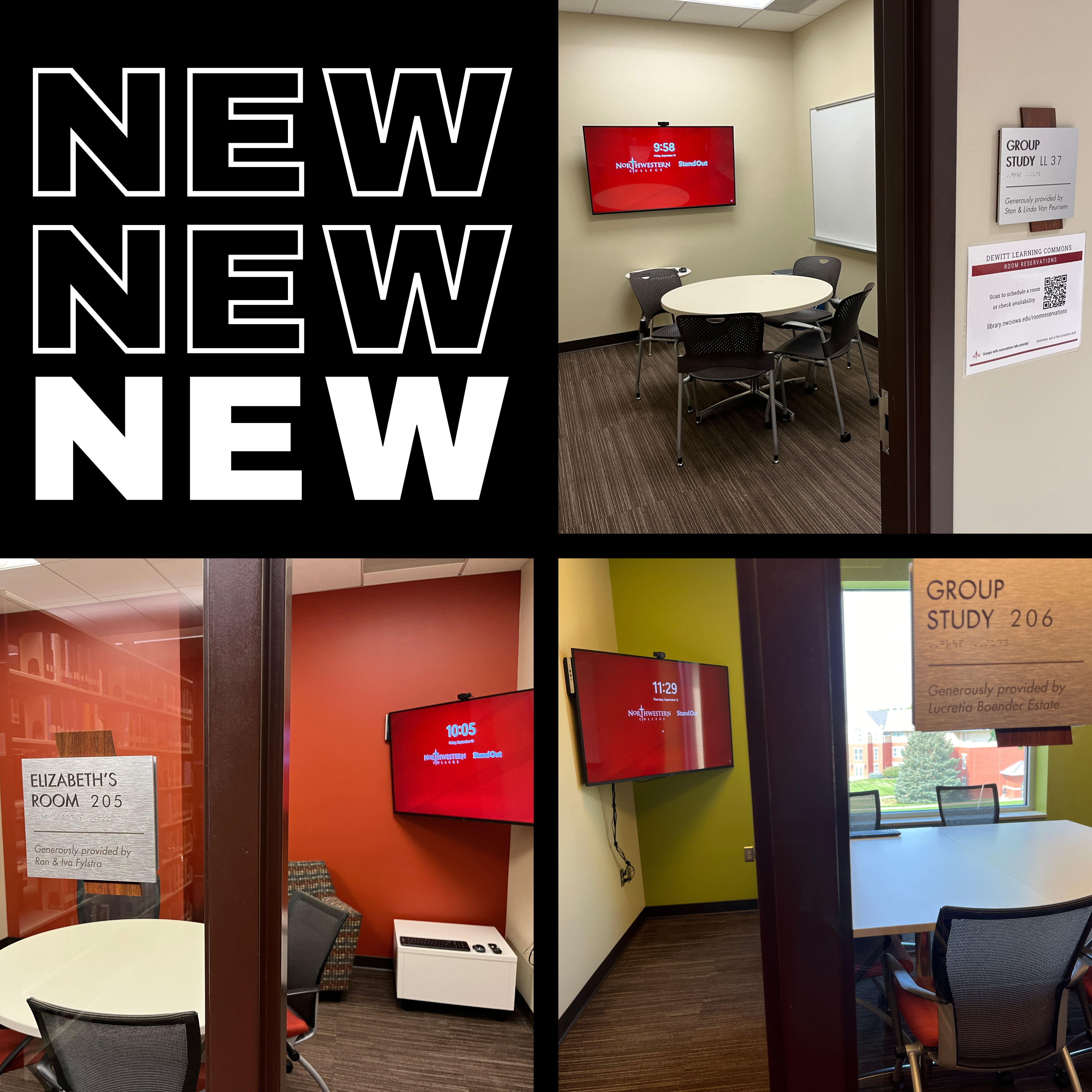 Check out the new TV screens installed in Group Study rooms LL37, 205, and 206 this summer!